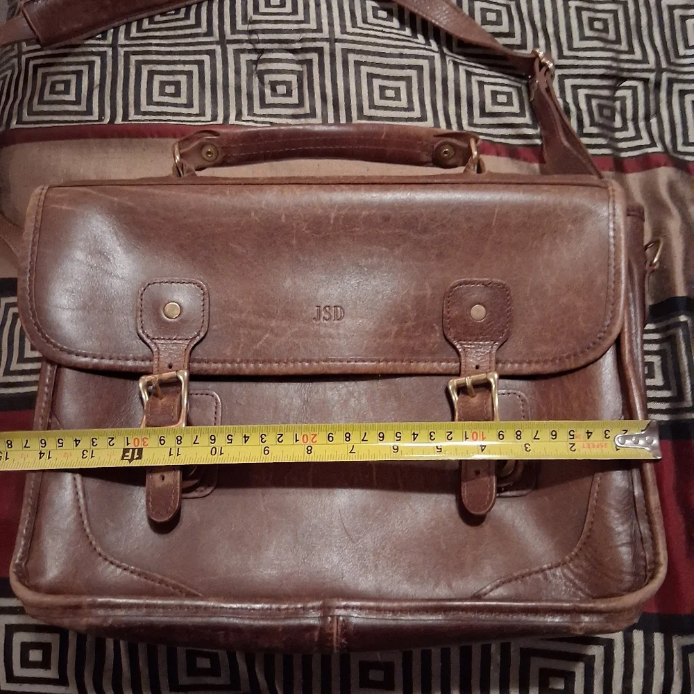 J.W. Hulme Co. Leather Shoulder,  Satchel, Messenger Bag, Cognac With Straps